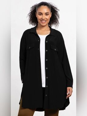 Sympli Shirt Jacket Black Size 14